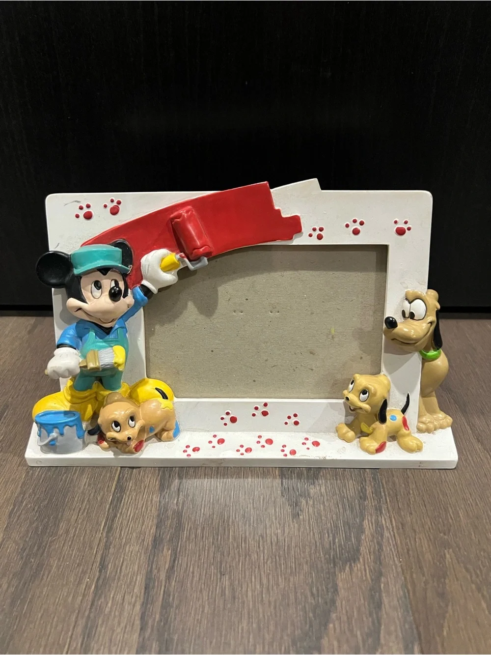 Disney Mickey Mouse Pluto Puppies Painting Paw Prints 3D Resin Photo Frame 4x6